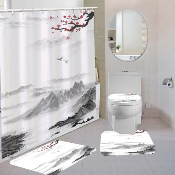 shower curtains 3/4 pieces ink painting curtain set plum blossom pedestal rug lid toilet cover mat home textile custom bathroom decor
shower curtains 3/4 pieces ink painting curtain set plum blossom pedestal rug lid toilet cover mat home textile custom bathroom decor