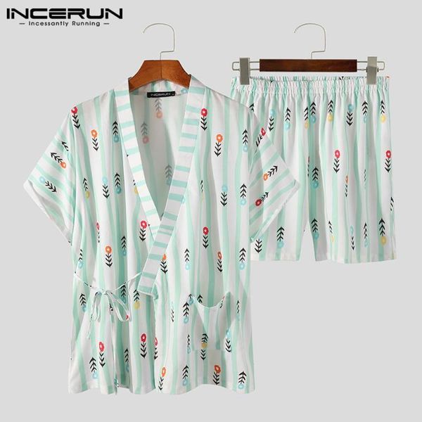 sets incerun men pajamas printed v-neck short mouwen lace up kimono nightwear shorts comfortable men suits homewear s-5xl, Black;brown
sets incerun men pajamas printed v-neck short mouwen lace up kimono nightwear shorts comfortable men suits homewear s-5xl, Black;brown