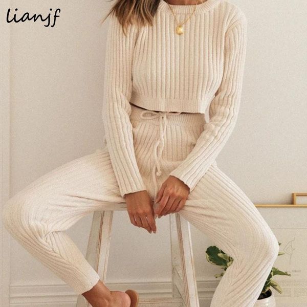 women's two piece pants sweater oversize women knitted long sleeve o-neck + pant drawstring 2 set home foreign trade casual lazy suit, White
women's two piece pants sweater oversize women knitted long sleeve o-neck + pant drawstring 2 set home foreign trade casual lazy suit, White