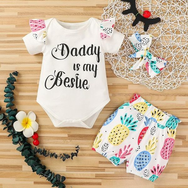0-18m born baby girl short sleeve letter print cotton bodysuit shorts bottom headband 3pcs outfits summer clothes set clothing sets, White 
0-18m born baby girl short sleeve letter print cotton bodysuit shorts bottom headband 3pcs outfits summer clothes set clothing sets, White