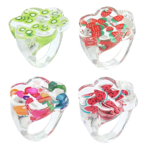 2021 trendy korean colorful fresh fruits transparent resin acrylic ring for women girls cute strawberry rings, Silver
2021 trendy korean colorful fresh fruits transparent resin acrylic ring for women girls cute strawberry rings, Silver