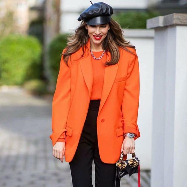 women's suits & blazers 2021 women fashion orange blazer long sleeves casual office lady chic design oversized coat woman outwear femme, White;black
women's suits & blazers 2021 women fashion orange blazer long sleeves casual office lady chic design oversized coat woman outwear femme, White;black