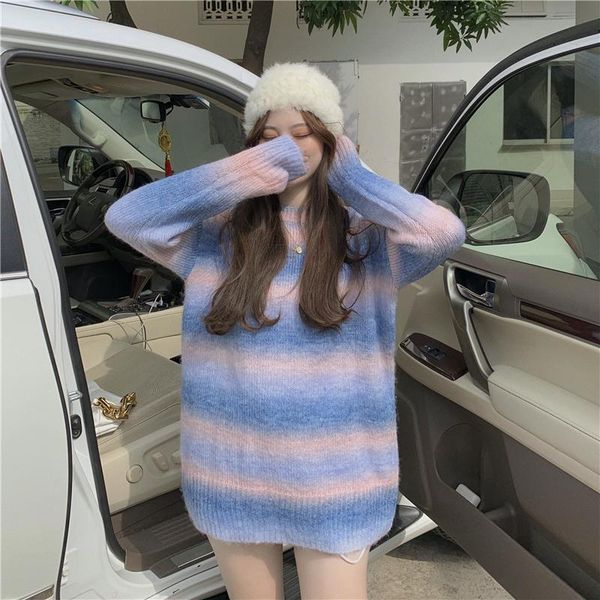 women's sweaters 2021 autumn and winter ins net red design sense gradient smudge super fairy loose mid-length sweater women, White;black
women's sweaters 2021 autumn and winter ins net red design sense gradient smudge super fairy loose mid-length sweater women, White;black
