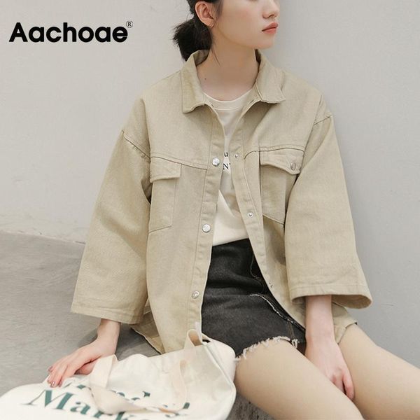 women's jackets aachoae boyfriend style loose denim jacket women long sleeve harajuku streetwear coat solid turn down collar pockets ou, Black;brown
women's jackets aachoae boyfriend style loose denim jacket women long sleeve harajuku streetwear coat solid turn down collar pockets ou, Black;brown