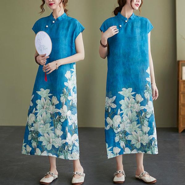 ethnic clothing 2021 chinese national style improved qipao dress oriental cheongsam short-sleved ramie fabric printing collar, Red
ethnic clothing 2021 chinese national style improved qipao dress oriental cheongsam short-sleved ramie fabric printing collar, Red