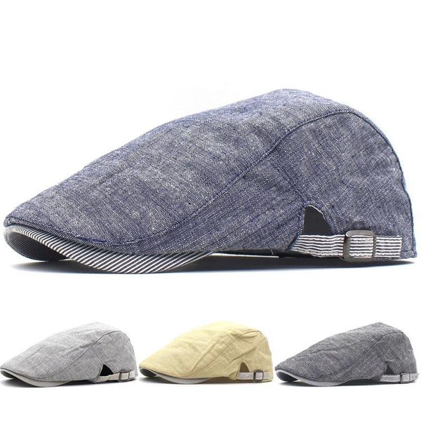 visors helisopus men's cotton hat summer breathable vintage flat cap leisure fashion headwear casual caps, Blue;gray
visors helisopus men's cotton hat summer breathable vintage flat cap leisure fashion headwear casual caps, Blue;gray