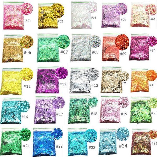 50g holo nail sequin 25 colors laser glitter 1/2/3mm flakes for hex sequins decoration#1, Silver;gold
50g holo nail sequin 25 colors laser glitter 1/2/3mm flakes for hex sequins decoration#1, Silver;gold
