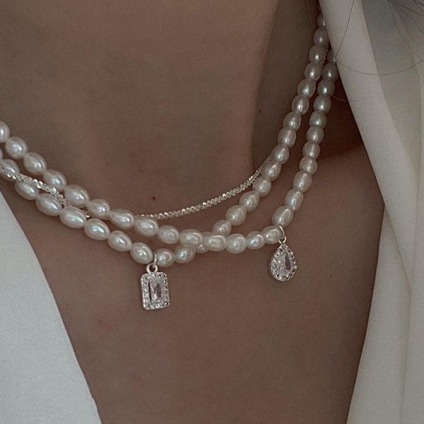 chokers allme french retro sparkly square waterdrop cz zircon pendant necklace for women natural freshwater pearls choker necklaces, Golden;silver
chokers allme french retro sparkly square waterdrop cz zircon pendant necklace for women natural freshwater pearls choker necklaces, Golden;silver