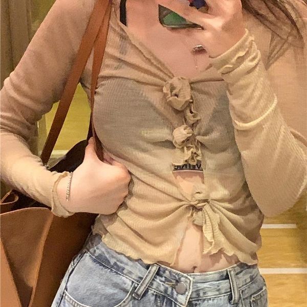 women's t-shirt 2021 summer fashion bandage navel long sleeve lightweight hollow sunscreen graphic tees womens clothing, White
women's t-shirt 2021 summer fashion bandage navel long sleeve lightweight hollow sunscreen graphic tees womens clothing, White