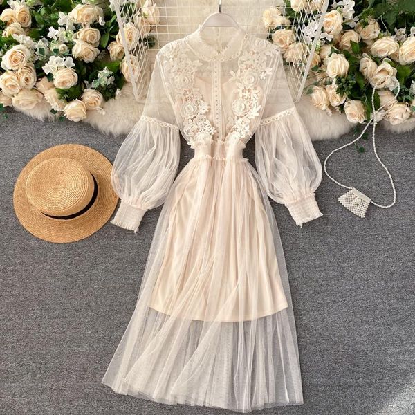 casual dresses chic 2021 autumn 3d flower long lantern sleeve mesh sweet dress women fashion stand neck elegant vestidos p587, Black;gray
casual dresses chic 2021 autumn 3d flower long lantern sleeve mesh sweet dress women fashion stand neck elegant vestidos p587, Black;gray