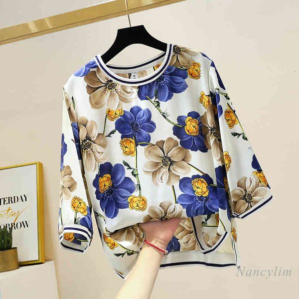 blouses half sleeve floral print chiffon blouse women's spring summer loose plus size split printed blusas mujer de moda, White
blouses half sleeve floral print chiffon blouse women's spring summer loose plus size split printed blusas mujer de moda, White