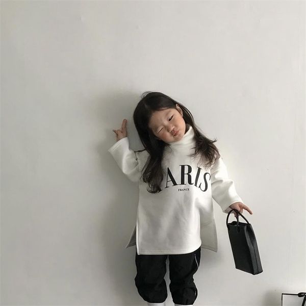 spring winter boys and girls fashion letter t shirt kids cotton 220118, Blue