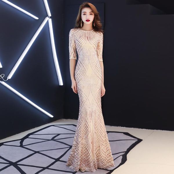 party dresses 2021 women's elegant mermaid champagne black lace dress half sleeve evening long prom lf240, White;black
party dresses 2021 women's elegant mermaid champagne black lace dress half sleeve evening long prom lf240, White;black