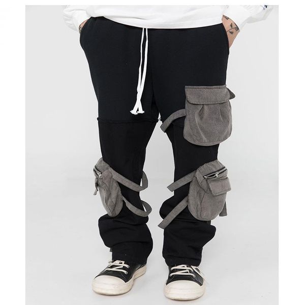 men's pants 2021 spring summer street maychao satchel casual heavy industry multi-pocket drawstring high loose men women, Black
men's pants 2021 spring summer street maychao satchel casual heavy industry multi-pocket drawstring high loose men women, Black