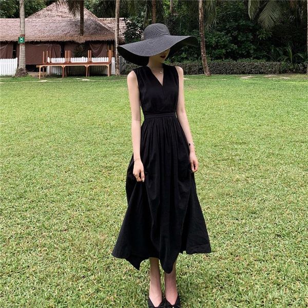 casual dresses vintage women a-line dress fashion v-neck backless black 2021 summer elegant ladies solid mid-calf length, Black;gray
casual dresses vintage women a-line dress fashion v-neck backless black 2021 summer elegant ladies solid mid-calf length, Black;gray
