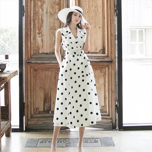 summer sundresses elegant womens dress polka dot korean clothing fashion holiday sleeveless maxi femme robe, Black;gray
summer sundresses elegant womens dress polka dot korean clothing fashion holiday sleeveless maxi femme robe, Black;gray