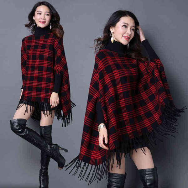 zjzll 2021 new winter autumn long turtleneck red plaid knitwear cape cashmere plus size women wool poncho cloak h1123, Blue;gray
zjzll 2021 new winter autumn long turtleneck red plaid knitwear cape cashmere plus size women wool poncho cloak h1123, Blue;gray