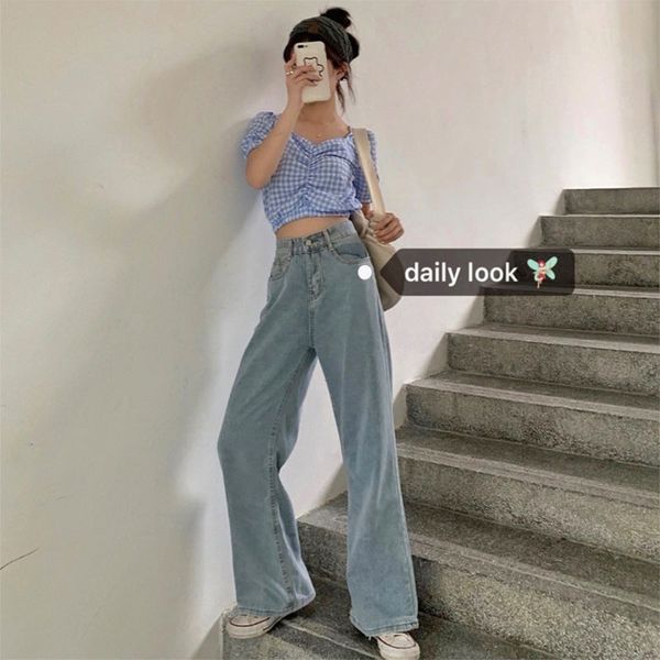 women's jeans jeans wide cigarette case, solid colors, high waist, korean fashion, daily leisure, nafm, Blue
women's jeans jeans wide cigarette case, solid colors, high waist, korean fashion, daily leisure, nafm, Blue