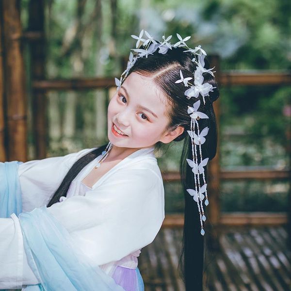hair accessories qianji hanfu children's accessories, antique costume girls, butterfly tassels, cute step, ancient pair clips, Slivery;white
hair accessories qianji hanfu children's accessories, antique costume girls, butterfly tassels, cute step, ancient pair clips, Slivery;white