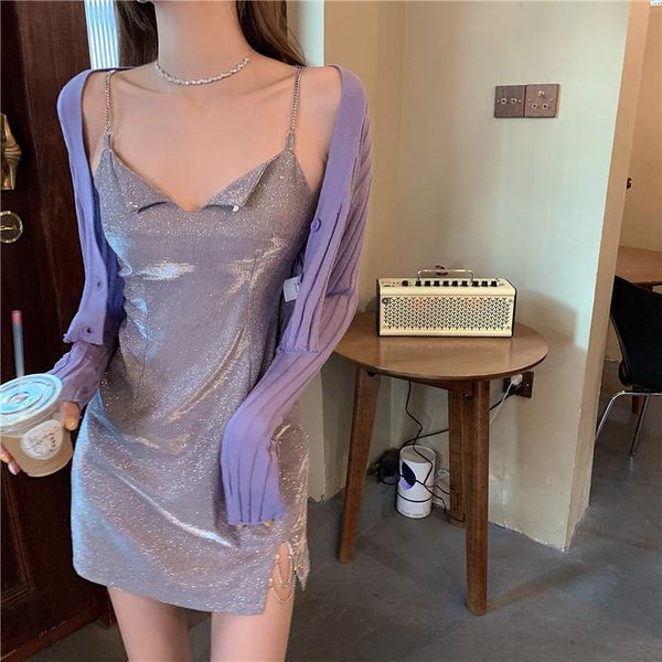 french sequin chain suspender dress women's summer temperament thin hip wrap skirt 2021 2 pieces sets tracksuits, Gray
french sequin chain suspender dress women's summer temperament thin hip wrap skirt 2021 2 pieces sets tracksuits, Gray