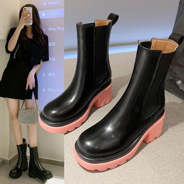 boots sleeve single shoes women's brand platform heels x877, Black