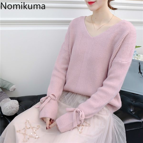 nomikuma pull femme solid color casual loose pullover jumpers v neck long sleeve korean sweater women sueter mujer 3c587 210514, White;black
nomikuma pull femme solid color casual loose pullover jumpers v neck long sleeve korean sweater women sueter mujer 3c587 210514, White;black