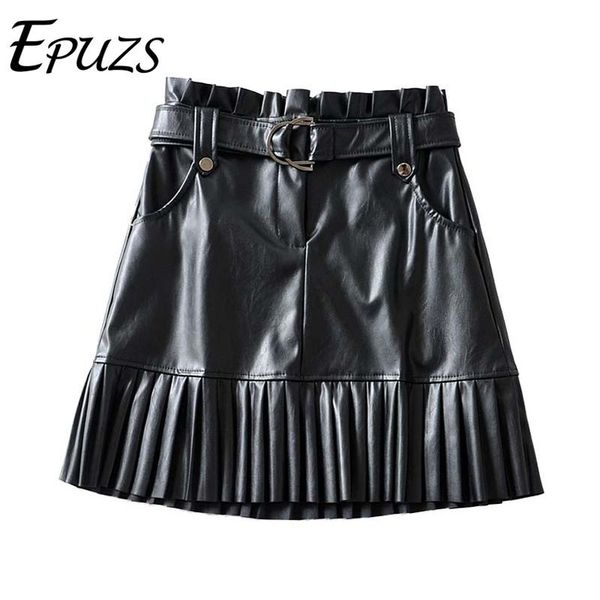 skirts vintage pu leather skirt women bow tie belt pockets faux pleated casual high waist winter black falda polipiel
skirts vintage pu leather skirt women bow tie belt pockets faux pleated casual high waist winter black falda polipiel