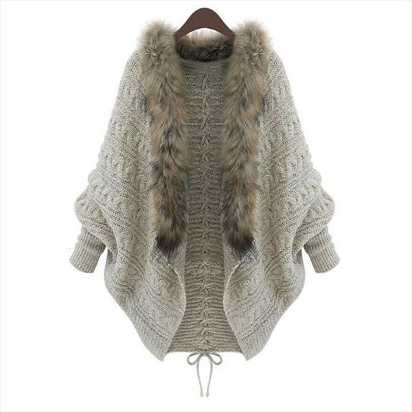 winter women cardigan thick poncho sweater capes autumn bat sleeve fur collar wool knitted warm long, White;black
winter women cardigan thick poncho sweater capes autumn bat sleeve fur collar wool knitted warm long, White;black