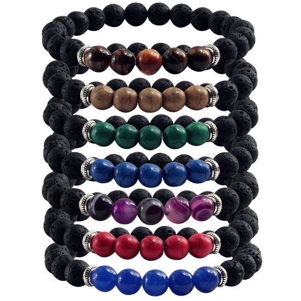 classic chakra natural stone lava beaded bracelet healing balance elastic bracelets & bangles jewelry gift, Black
classic chakra natural stone lava beaded bracelet healing balance elastic bracelets & bangles jewelry gift, Black