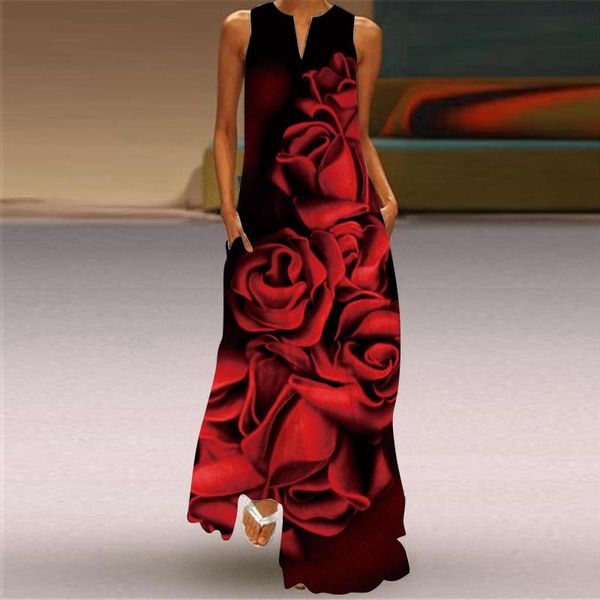 casual dresses 3d rose printed maxi for women 2021 summer ladies sleeveless v-neck print retro dress women's clothing robe femme, Black;gray
casual dresses 3d rose printed maxi for women 2021 summer ladies sleeveless v-neck print retro dress women's clothing robe femme, Black;gray