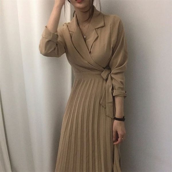 korean ol long pleated dress women elegant full sleeve turn down collar belt wrap vestidos mujer midi business shirt robe 210514, Black;gray
korean ol long pleated dress women elegant full sleeve turn down collar belt wrap vestidos mujer midi business shirt robe 210514, Black;gray