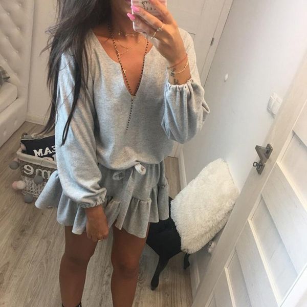 casual dresses women v-neck solid gray layered dress spring summer cascading ruffle long sleeve belt lace-up empire mini 6q1756, Black;gray
casual dresses women v-neck solid gray layered dress spring summer cascading ruffle long sleeve belt lace-up empire mini 6q1756, Black;gray