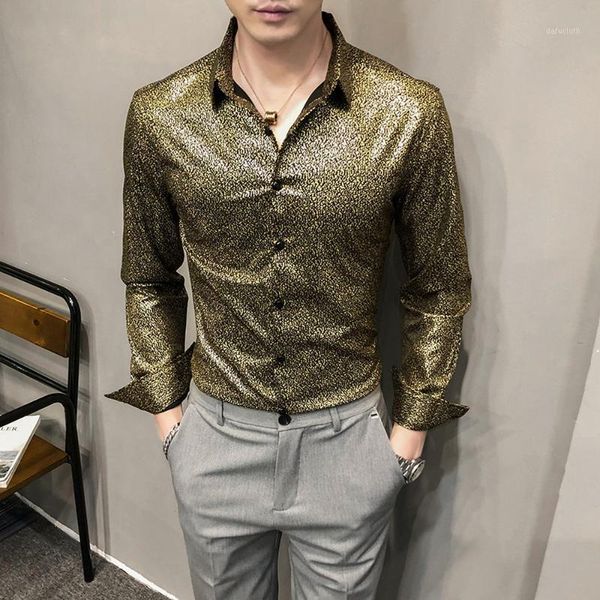 bronzing men's shirt 2021 luxury long sleeve stage singer dj shirts streetwear blouse social party men clothing chemise homme casual, White;black
bronzing men's shirt 2021 luxury long sleeve stage singer dj shirts streetwear blouse social party men clothing chemise homme casual, White;black