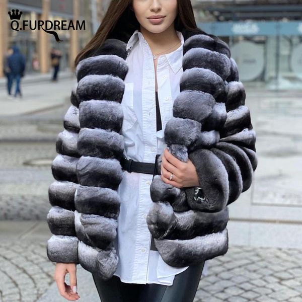 women's fur & faux q.furdream winter fashion real coats for women big turn-down collar chinchilla color genuine natural rex jacket, Black
women's fur & faux q.furdream winter fashion real coats for women big turn-down collar chinchilla color genuine natural rex jacket, Black