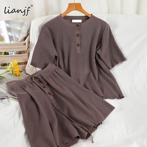 women's tracksuits short sleeve knitting sweaters fashion high-waist straight wide-leg pants two-piece clothing casual home suit for wo, Gray
women's tracksuits short sleeve knitting sweaters fashion high-waist straight wide-leg pants two-piece clothing casual home suit for wo, Gray