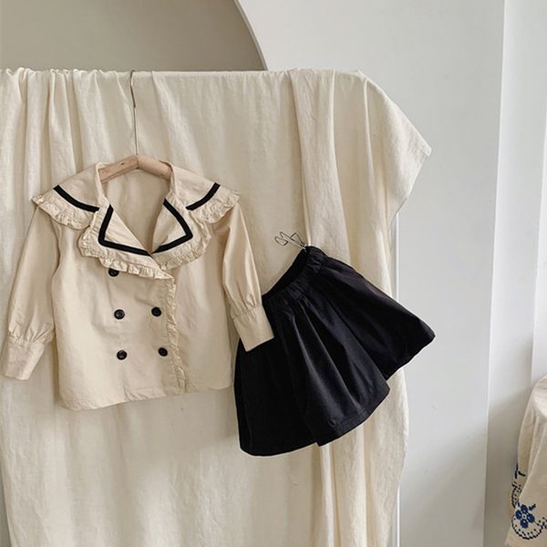 2021 new spring khaki crew neck baby girls blouses korean style toddlers children ruched kids shirts, White;black
2021 new spring khaki crew neck baby girls blouses korean style toddlers children ruched kids shirts, White;black