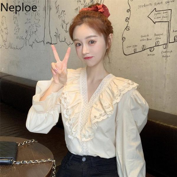 women's blouses & shirts neploe lace patchwork blouse women spring 2021 solid v neck long puff sleeve ladies blusa fashion casual femal, White
women's blouses & shirts neploe lace patchwork blouse women spring 2021 solid v neck long puff sleeve ladies blusa fashion casual femal, White