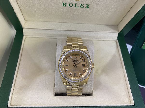 with original box luxury fashion watches 8k yellow gold diamond dial & bezel 18038 automatic mens men's watch 552166, Slivery;brown
with original box luxury fashion watches 8k yellow gold diamond dial & bezel 18038 automatic mens men's watch 552166, Slivery;brown