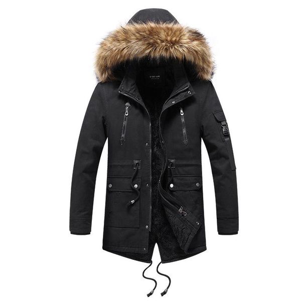 men's down & parkas nice winter jacket men mid-length hooded fur collar velvet thick windbreaker outwear wool liner warm overcoat, Black
men's down & parkas nice winter jacket men mid-length hooded fur collar velvet thick windbreaker outwear wool liner warm overcoat, Black
