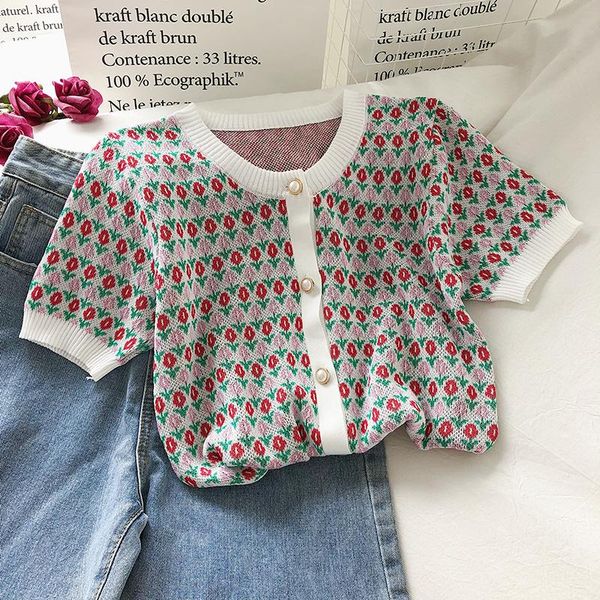 women's knits & tees sweaters fashion women floral cropped sweater thin loose slim vintage knit cardigan single breasted korean clothe, White
women's knits & tees sweaters fashion women floral cropped sweater thin loose slim vintage knit cardigan single breasted korean clothe, White