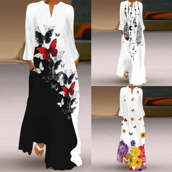 casual dresses women dress autumn printed long-sleeved low-cut ankle-length maxi vestido vestidos sukienki elbise jurken, Black;gray
casual dresses women dress autumn printed long-sleeved low-cut ankle-length maxi vestido vestidos sukienki elbise jurken, Black;gray