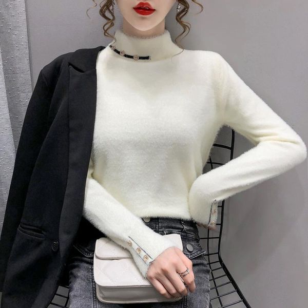 women's sweaters real s explosive 2021 half turtleneck sweater women autumn and winter thick mink velvet all-match bottoming shirt, White;black
women's sweaters real s explosive 2021 half turtleneck sweater women autumn and winter thick mink velvet all-match bottoming shirt, White;black