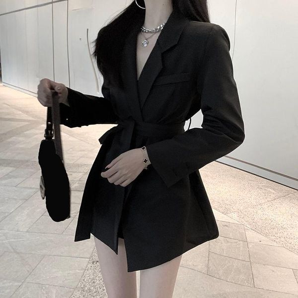 blazer women autumn style lace-up female suit coat veste femme, White;black 
blazer women autumn style lace-up female suit coat veste femme, White;black
