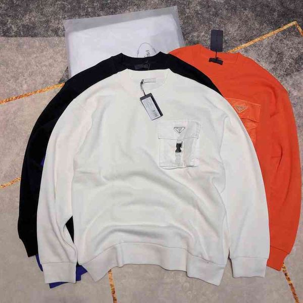 out of order p home triangle pocket round neck men's and women's lovers' sweater pure cotton buckle, Black
out of order p home triangle pocket round neck men's and women's lovers' sweater pure cotton buckle, Black