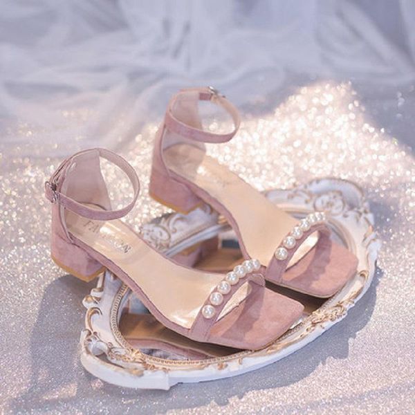sandals sweet rhinestone pearl one word buckle square toe ladies summer mid-heel temperament solid color high heels., Black
sandals sweet rhinestone pearl one word buckle square toe ladies summer mid-heel temperament solid color high heels., Black