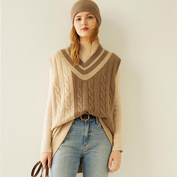 women's sweaters the fashion coat of 2021 is 100% pure cashmere medium and long pullover vest sweater, White;black
women's sweaters the fashion coat of 2021 is 100% pure cashmere medium and long pullover vest sweater, White;black