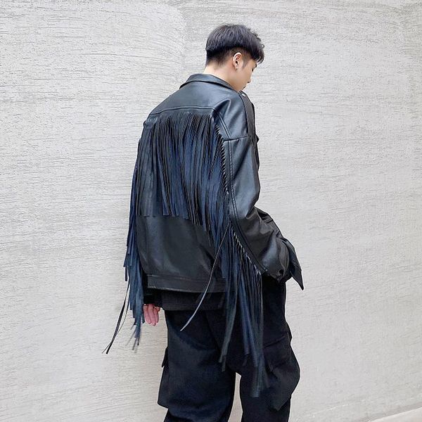 men's fur & faux winter tassel and cotton imitation leather jacket fashion loose motorcycle, Black
men's fur & faux winter tassel and cotton imitation leather jacket fashion loose motorcycle, Black