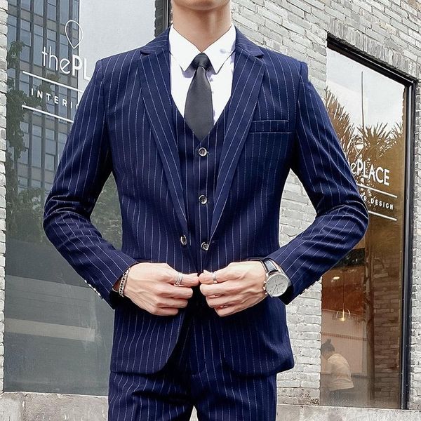 men's suits & blazers striped fashion suit, four seasons leisure business three piece, White;black
men's suits & blazers striped fashion suit, four seasons leisure business three piece, White;black