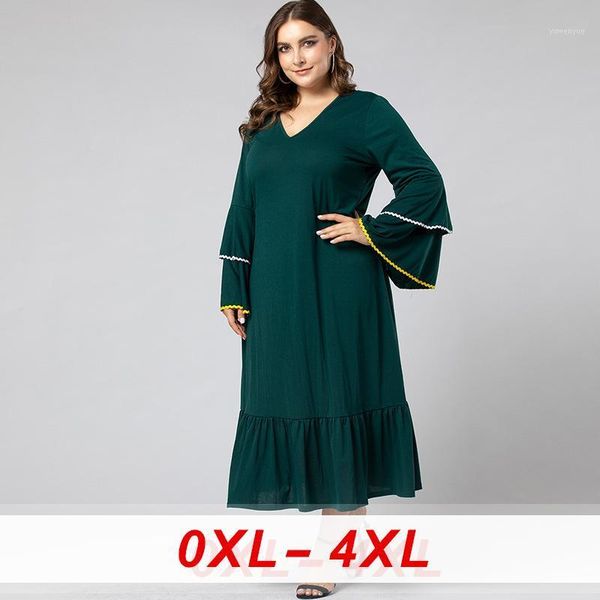 casual dresses plus size women's v-neck ruffles dress 2021 fall elegant large solid flare sleeve empire a-line evening long maxi, Black;gray
casual dresses plus size women's v-neck ruffles dress 2021 fall elegant large solid flare sleeve empire a-line evening long maxi, Black;gray