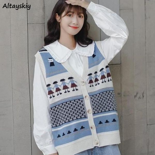 women's vests women geometric loose knitted waistcoats v-neck soft single breasted gentle all-match outwear ulzzang fashion coats mujer, Black;white
women's vests women geometric loose knitted waistcoats v-neck soft single breasted gentle all-match outwear ulzzang fashion coats mujer, Black;white